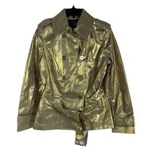 NWT Ralph Lauren Black Label Gold Shimmer Trench Jacket 4 Stunning RARE Metallic